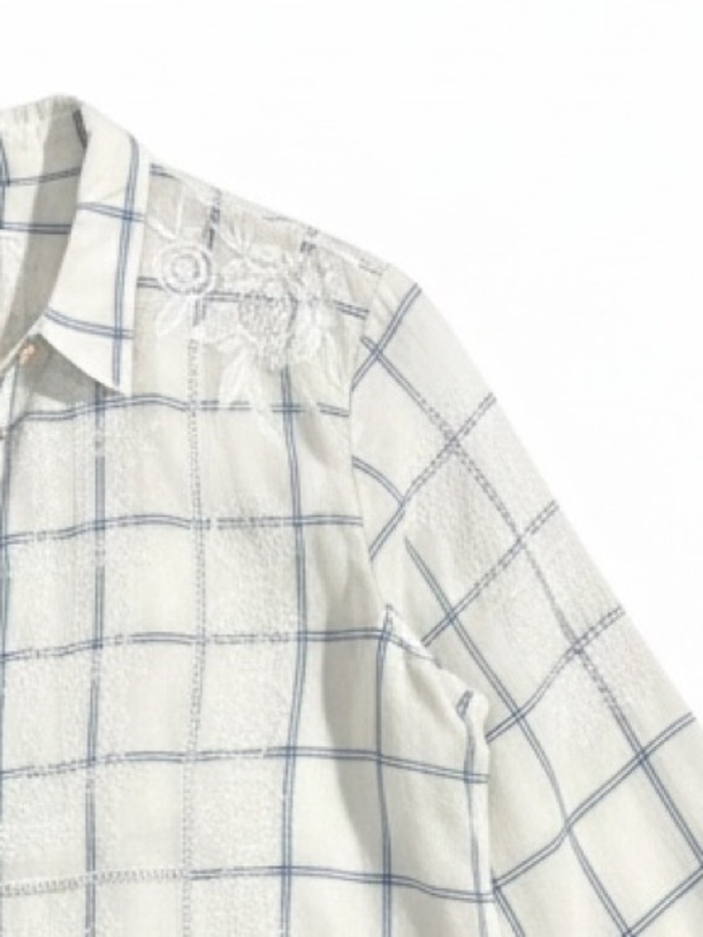 Johnny Was “3J Workshop” Embroidered 3/4 Sleeve Button Up Tunic Top Size Medium - Picture 6 of 11